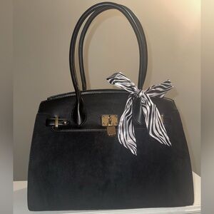 Suede and Faux Leather Tote